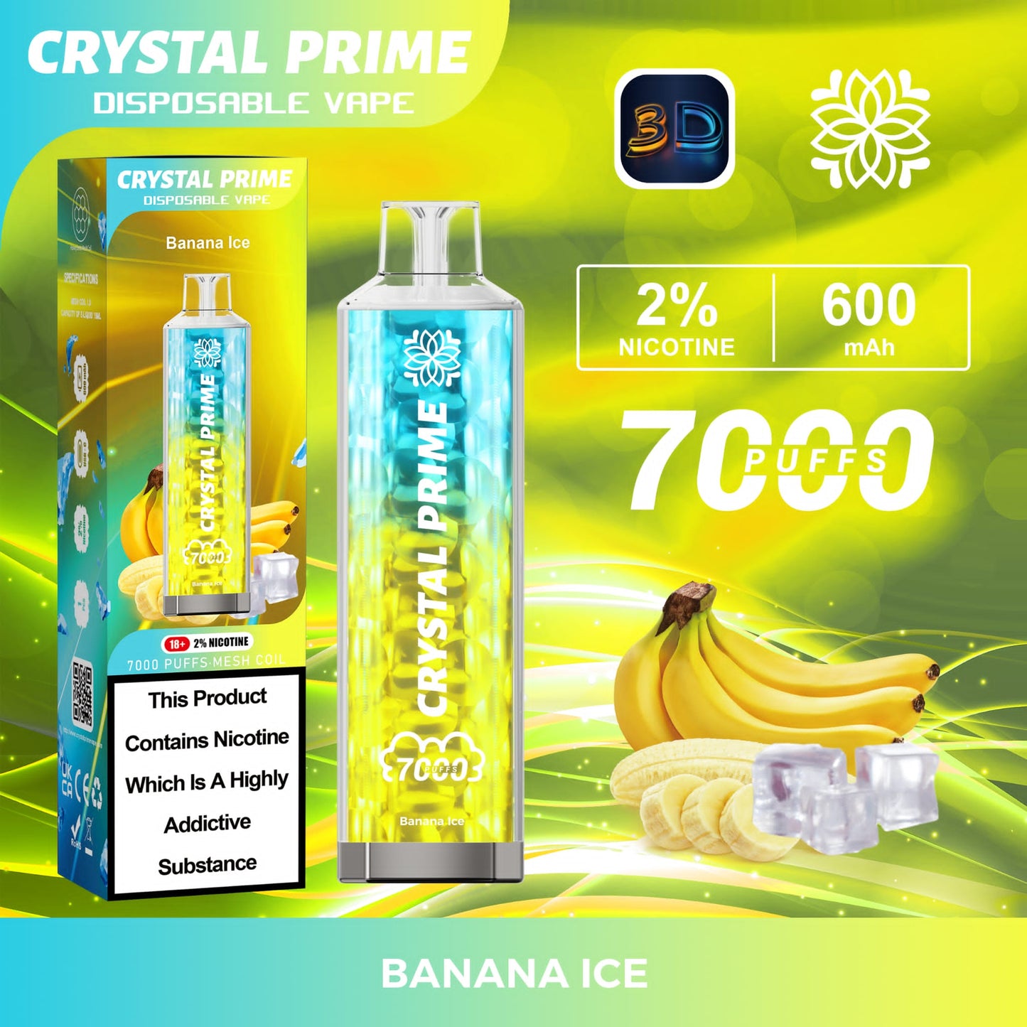 Crystal Prime 7000 Puff Disposable Vape Kit Device