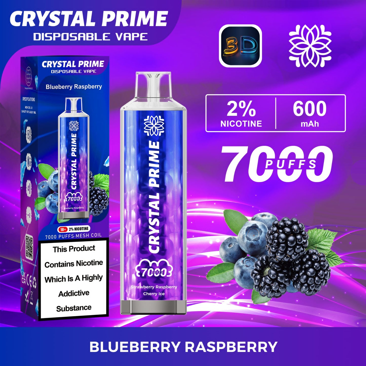 Crystal Prime 7000 Puff Disposable Vape Kit Device