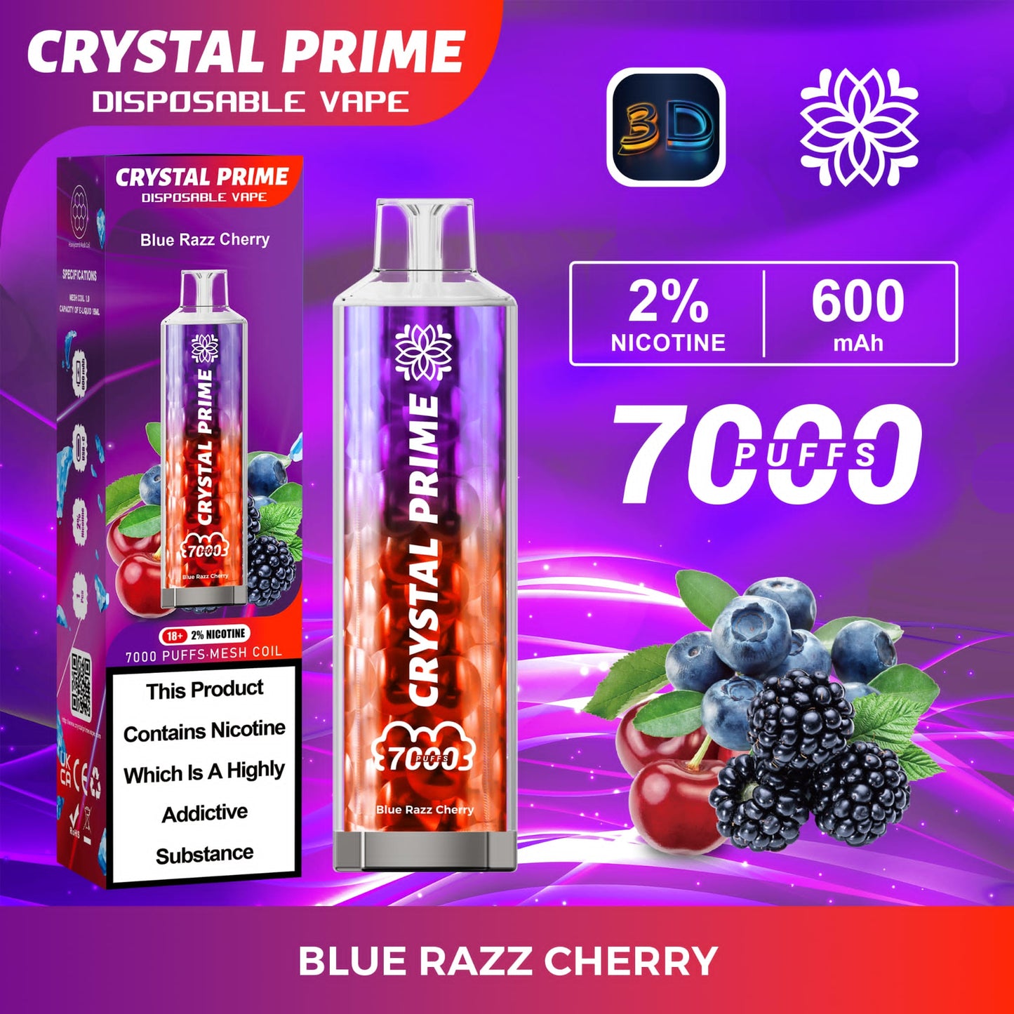 Crystal Prime 7000 Puff Disposable Vape Kit Device