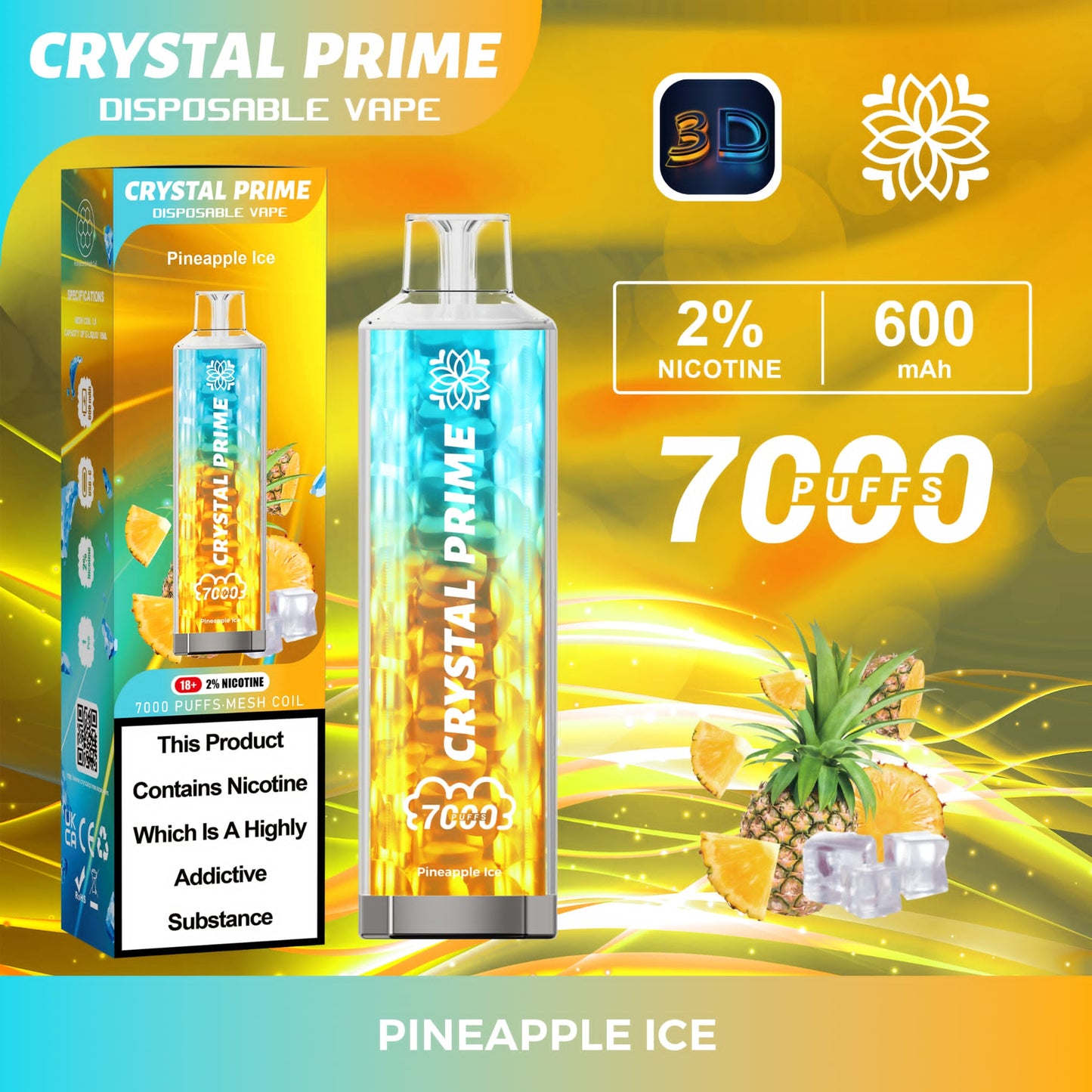 Crystal Prime 7000 Puff Disposable Vape Kit Device