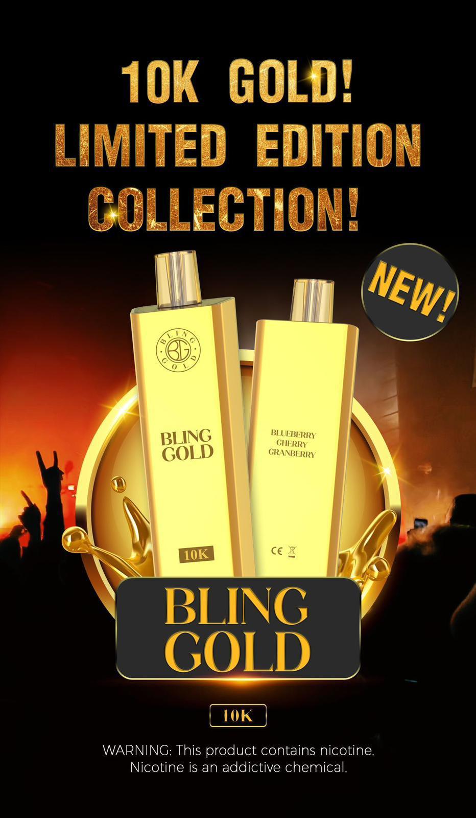 Gold Bling 10000 Disposable Vape Puff Pod Device - Box of 10